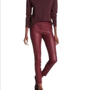 Theory burgundy leather leggings
